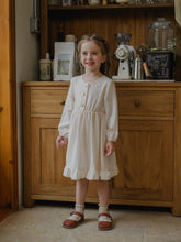 Vintaside Kids Young Girls Ivory Rib Knit Casual Dress, Comfy Countryside Style, Suitable For Spring, Autumn And Winter, All-Match & Versatile